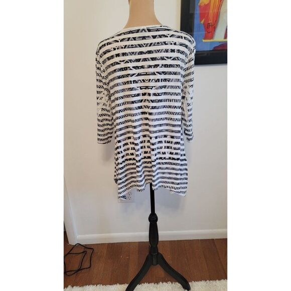 Women's Style & Co. Flared Striped Embellished top, Large - Picture 3 of 8